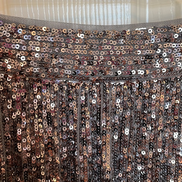 NWOT Silver Sequin Long Skirt - Picture 2 of 9